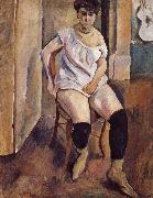 Jules Pascin, The Woman wearing yellow short boots
